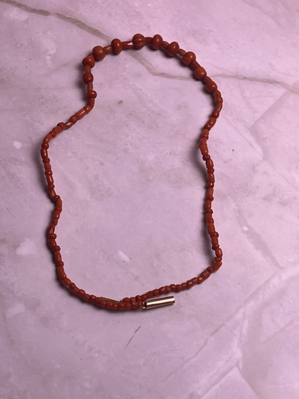Antique 1900's  9k gold & Carnelian Beaded necklace - Picture 6 of 10